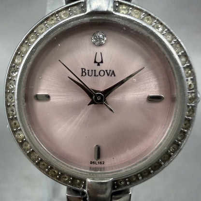 Bulova Watch Women 23mm Pink Dial Silver Tone Round 96L162 New Battery1