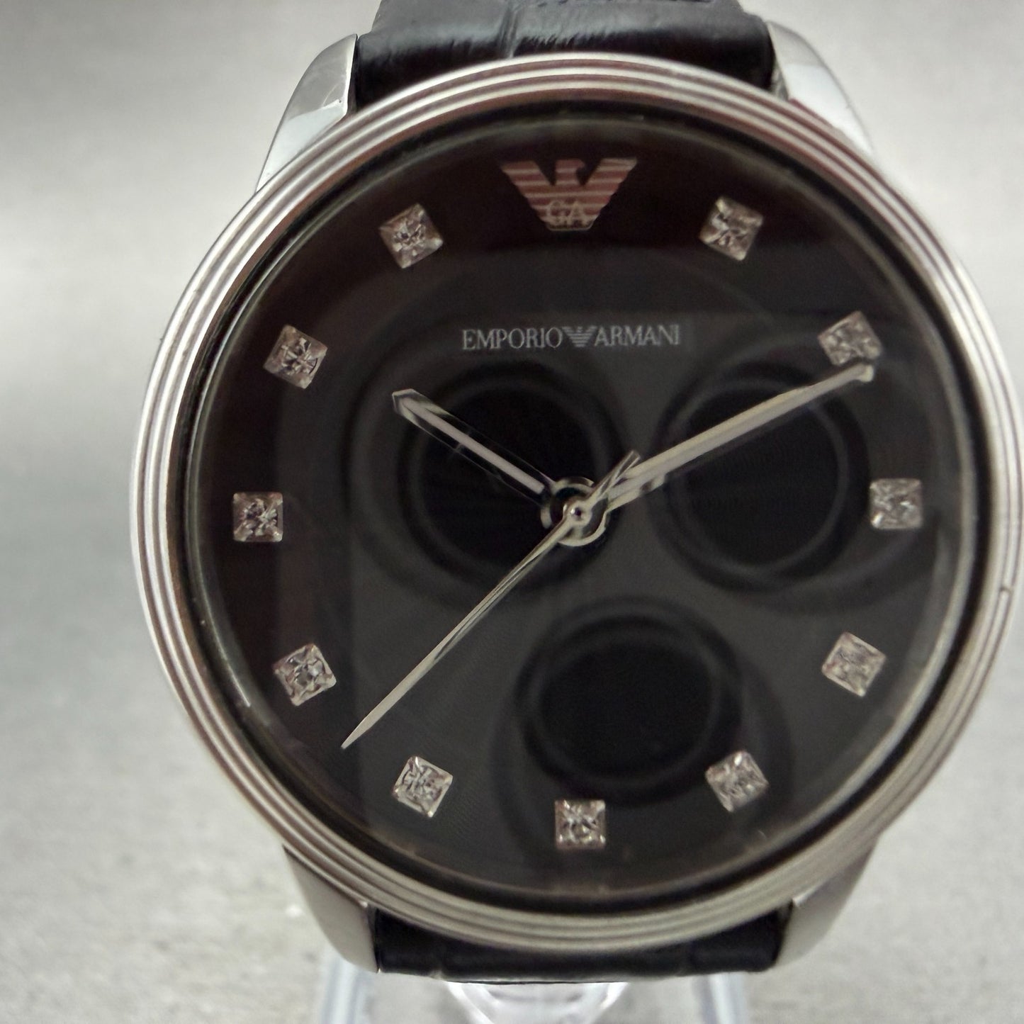 Emporio Armani Dino Watch Women 33mm Black Dial Steel Round AR-1618 New battery1