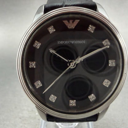 Emporio Armani Dino Watch Women 33mm Black Dial Steel Round AR-1618 New battery1