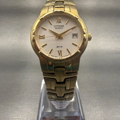 Citizen Watch Women 25mm Champagne Dial Gold Tone Date Round 1012-S029279 NewBat5