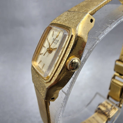 Seiko Watch Women 17mm Cream Dial Gold Tone Rectangle 54215029 New Battery2