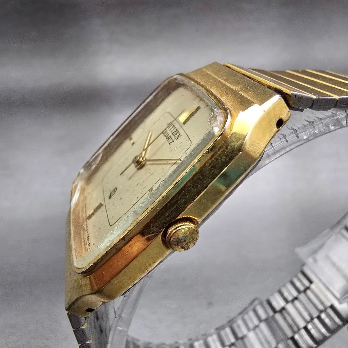 Citizen CQ Watch Men 27mm Champagne Dial Gold Tone 4031-893514 New Battery VTG2