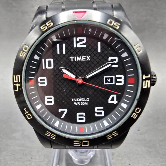 Timex Fieldstone Watch Men 42mm Black Dial Black Tone Date TW2P61600 New Battery0