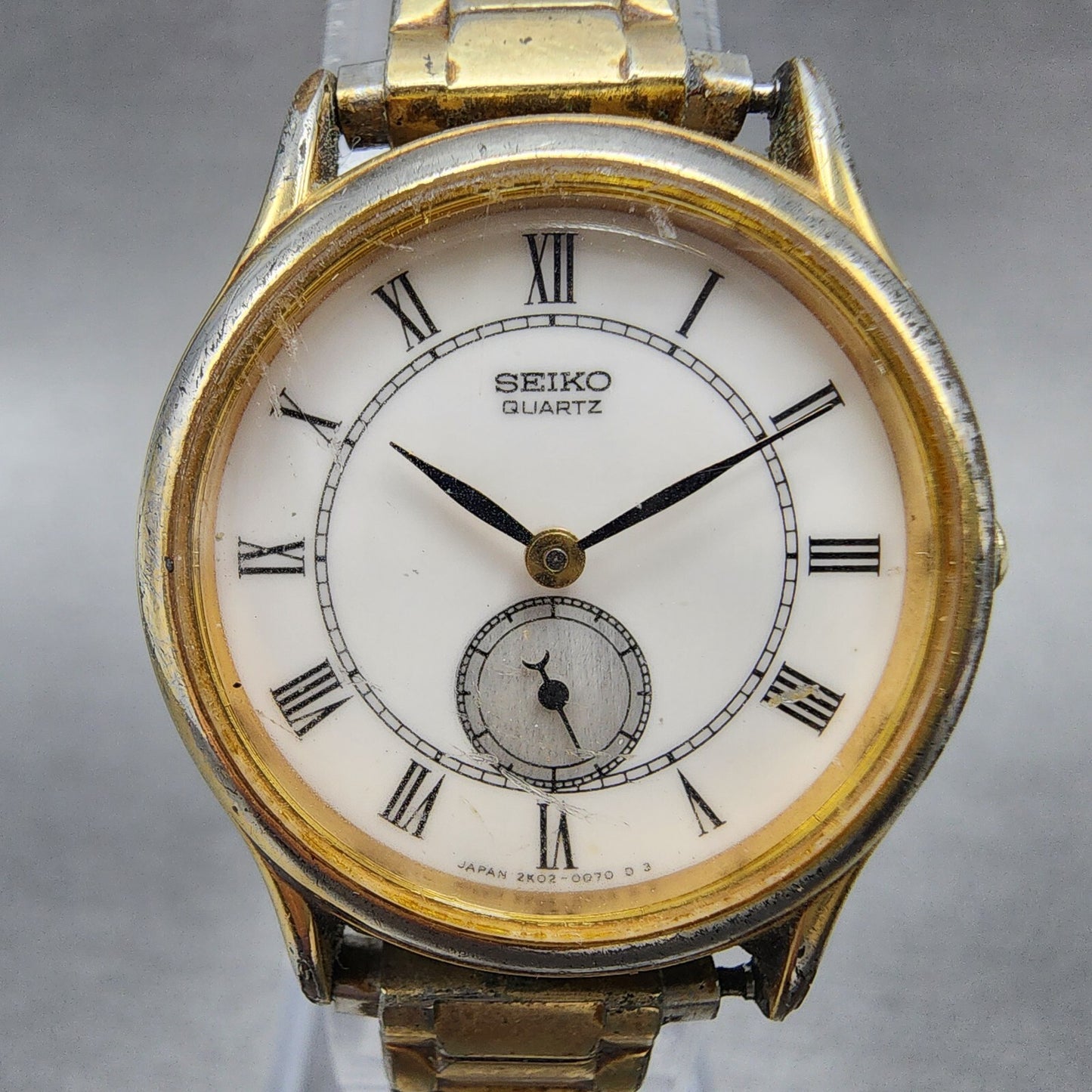 Seiko Watch Women 26mm White Dial Gold Tone Small Seconds Round 2K02-0039 NewBat