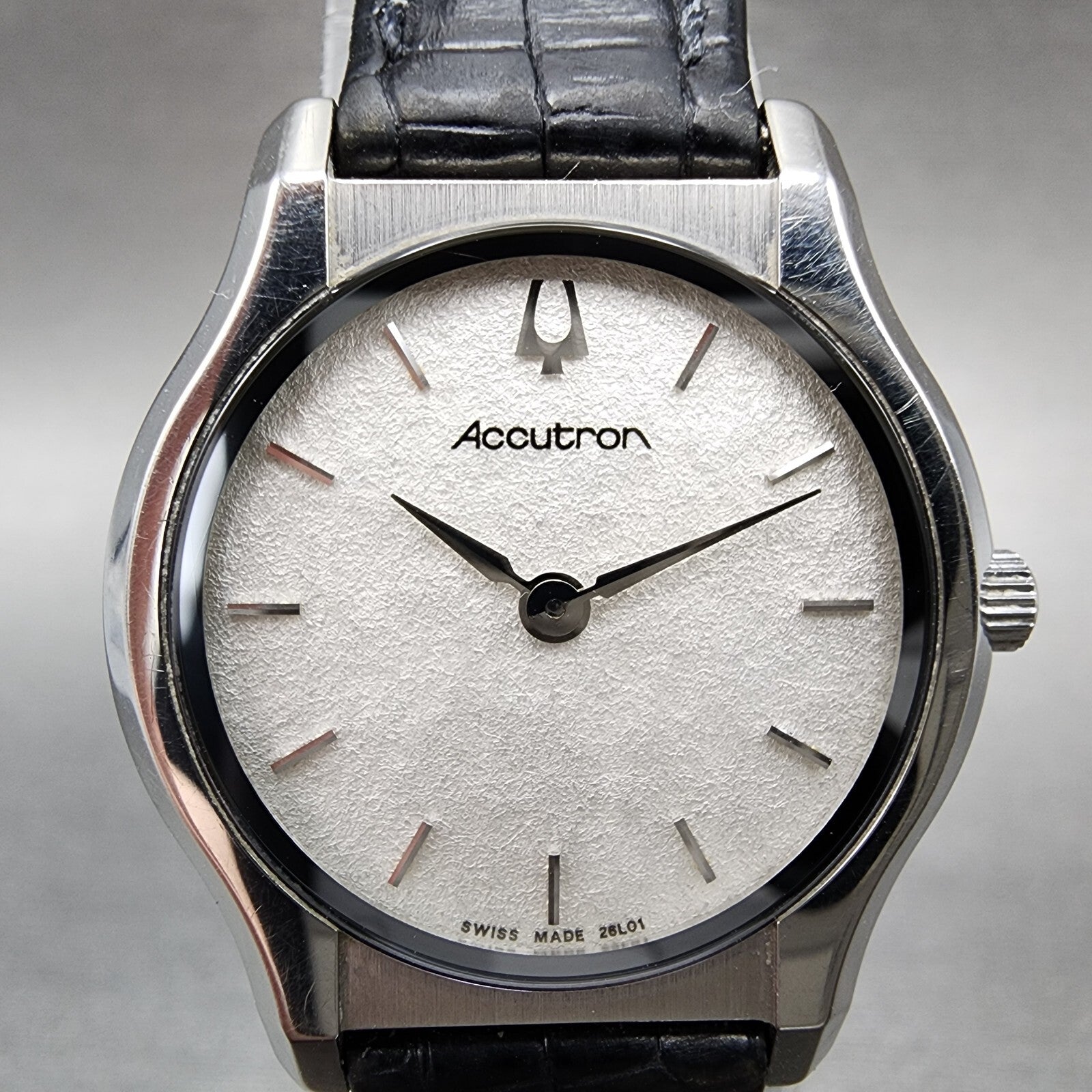 Bulova Accutron Watch Women 25mm White Dial Steel Round 26L01 New Battery1