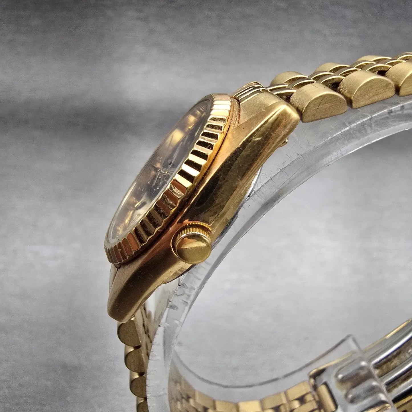 Seiko President Watch Women 24mm Black Dial Gold Tone Daydate 7N83-0041 New Batt2