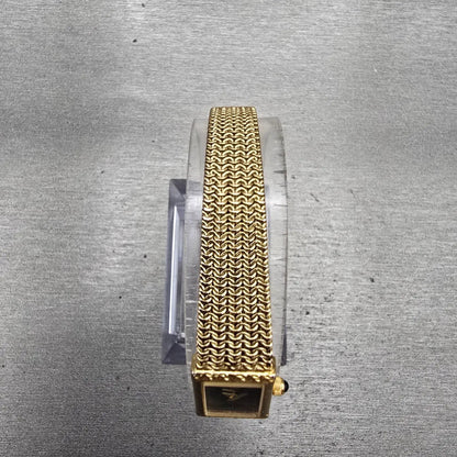 Citizen CQ Tank Watch Women 12mm Black Dial Gold Tone Rectangle Mesh band NewBat4