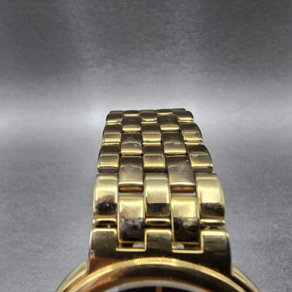 Seiko Watch Men 35mm Black Dial Gold Tone Round Bracelet VTG 7N00-7A70 PARTS5