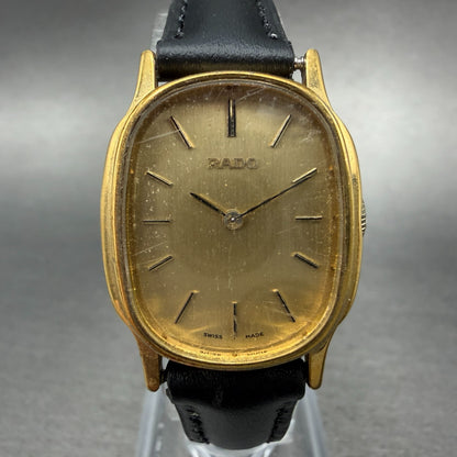 Rado Watch Women 22mm Gold Dial Gold Tone Oval Manual Wind Runs VTG 322.7881.20