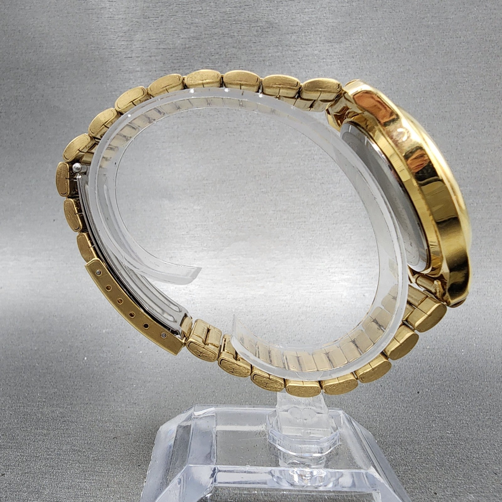 Seiko Pulsar Chronograph Watch Men 39mm Gold Dial Gold Tone Alarm Date New Batt8