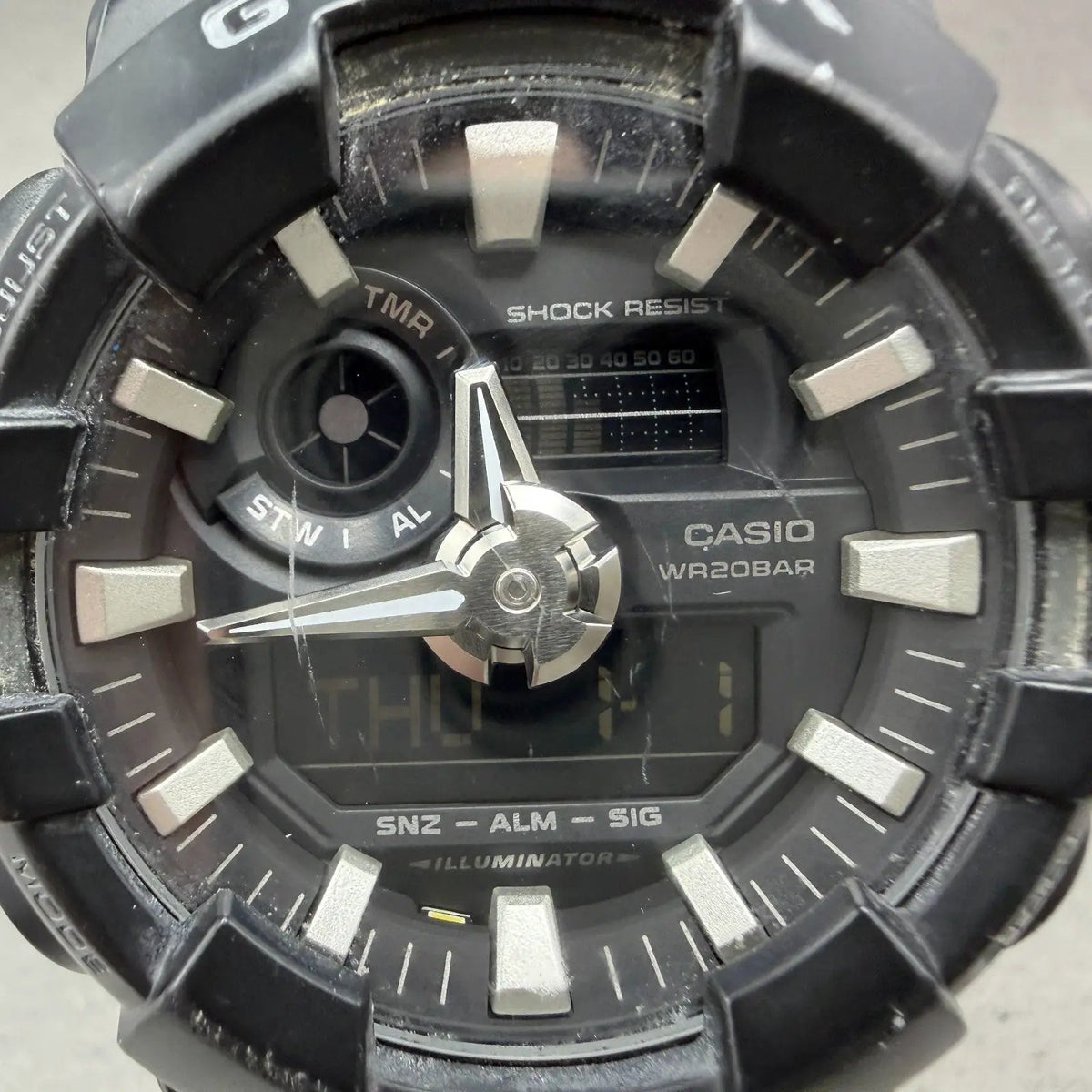 Casio G-Shock GA-700 Watch Men 53mm Analog Digital Black Alarm Chrono New Batt L1