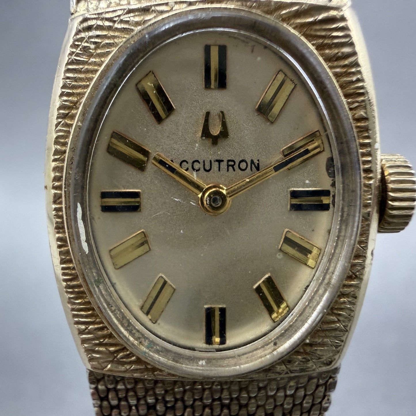 Bulova Accutron Watch Women 19mm Gold Dial Gold Filled Rectangle PARTS VTG2