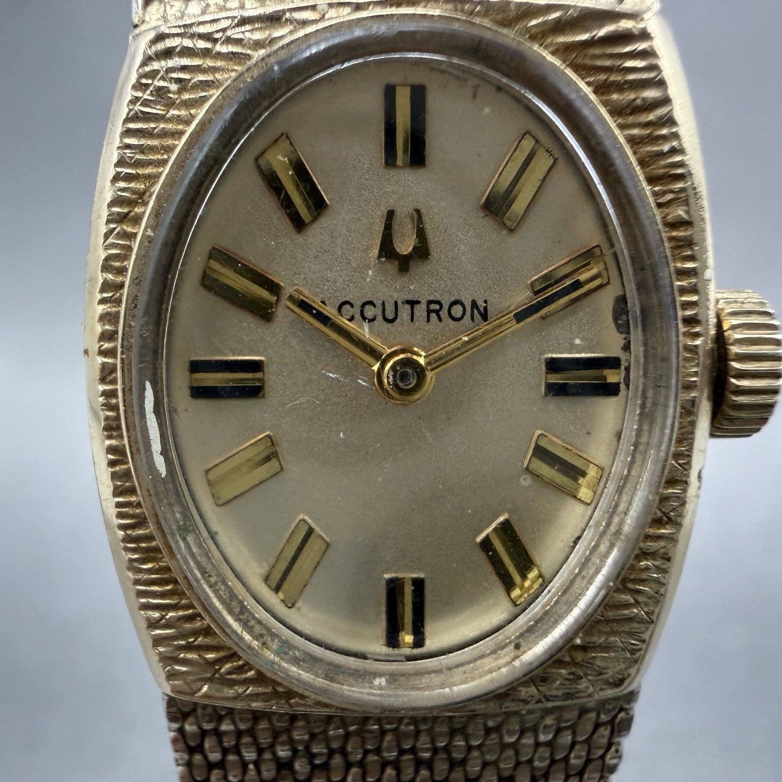 Bulova Accutron Watch Women 19mm Gold Dial Gold Filled Rectangle PARTS VTG2