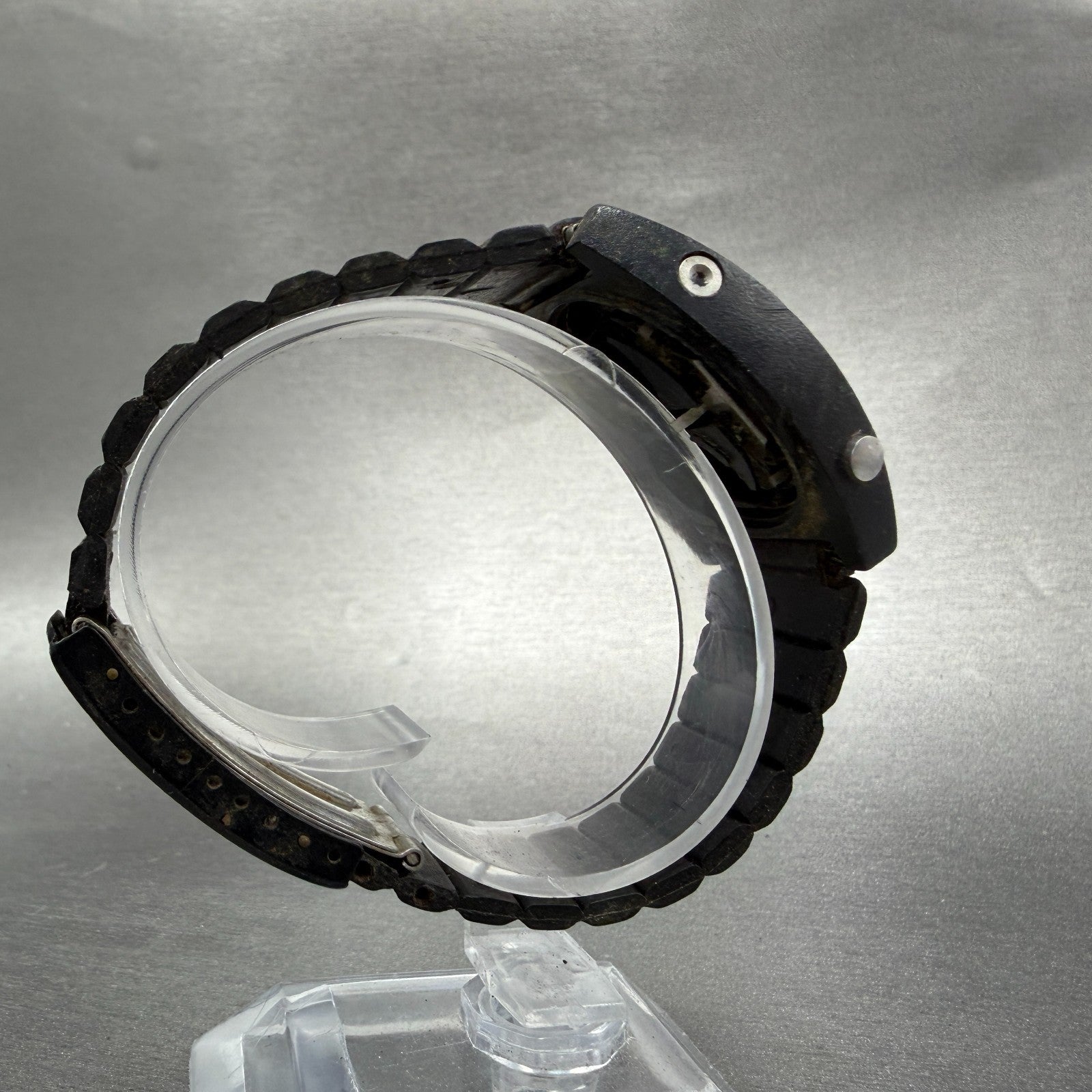 Texas Instruments Red Led Watch Men 31mm Black Silver Tone Round NO BACK PARTS9