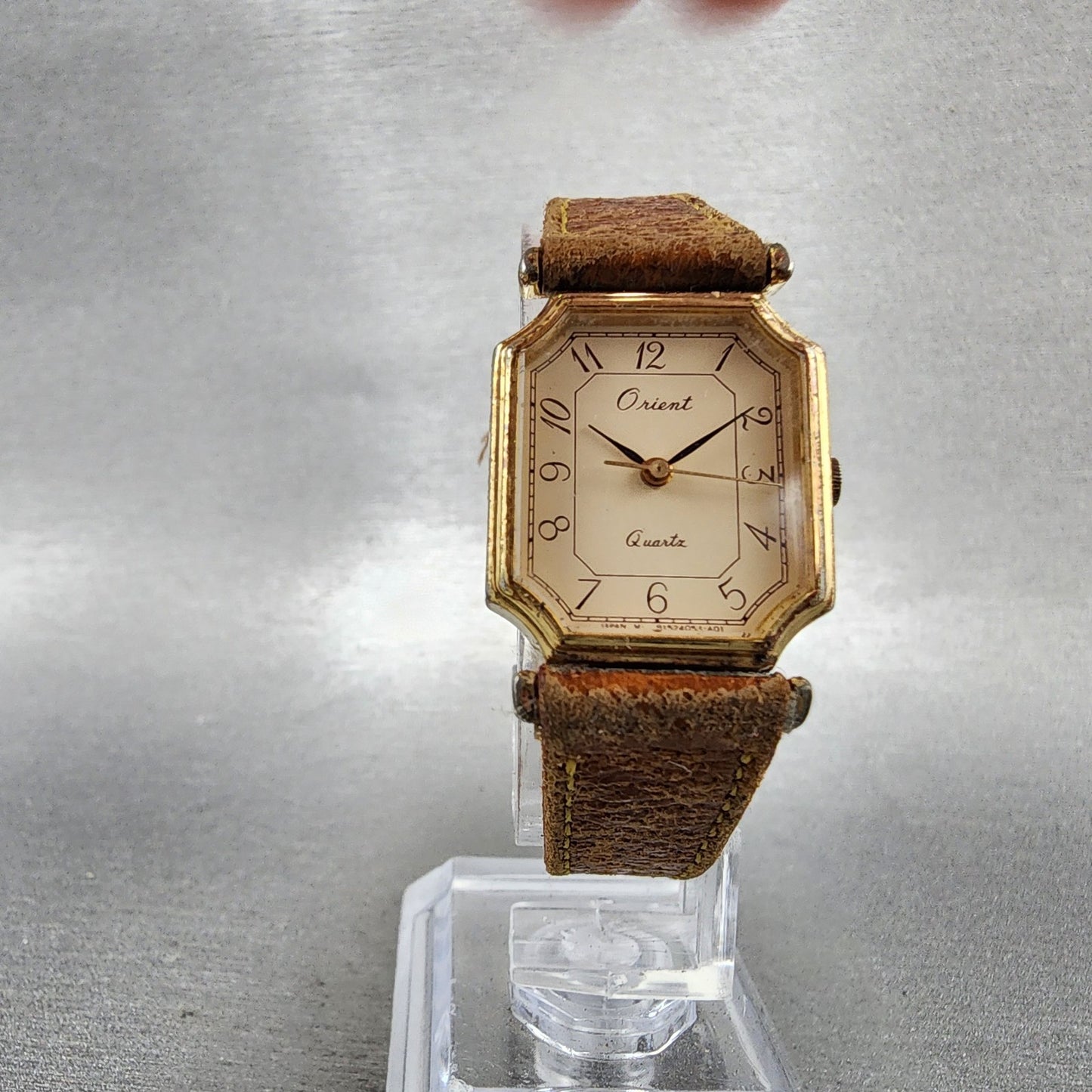Orient Tank Watch Women 20mm Cream Dial Gold Tone Octagon B1540540 New battery5
