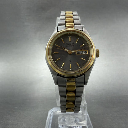 Citizen CQ Watch Women 24mm Gray Dial Two Tone Daydate 6000-K04069 New BatteryAB5