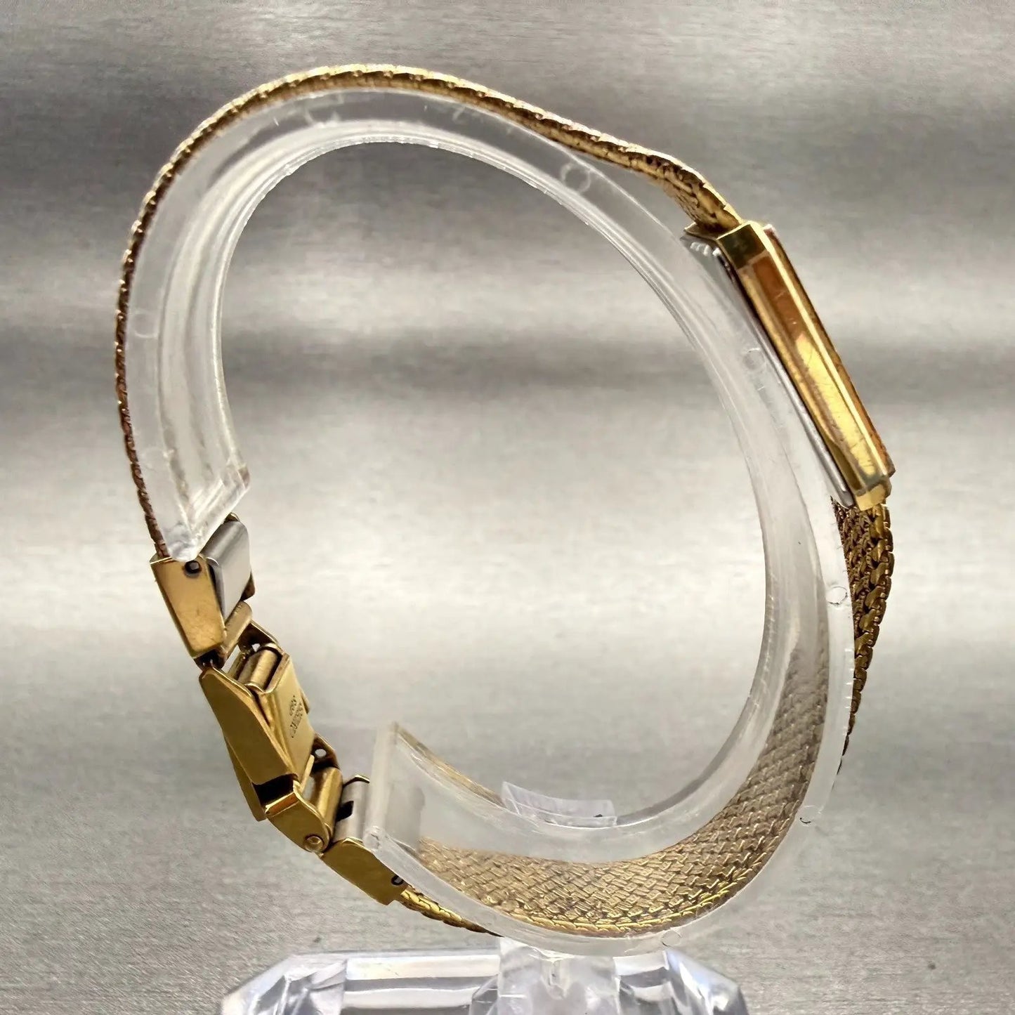 Seiko Exceline Watch Women 14mm Gold Dial Gold Tone Rectangle 8420-6540 New Batt8