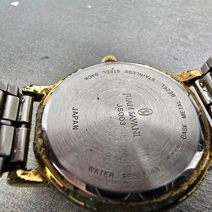 Juan Savani Watch Men 34mm Champagne Dial Gold Tone Daydate JS003 New Battery9