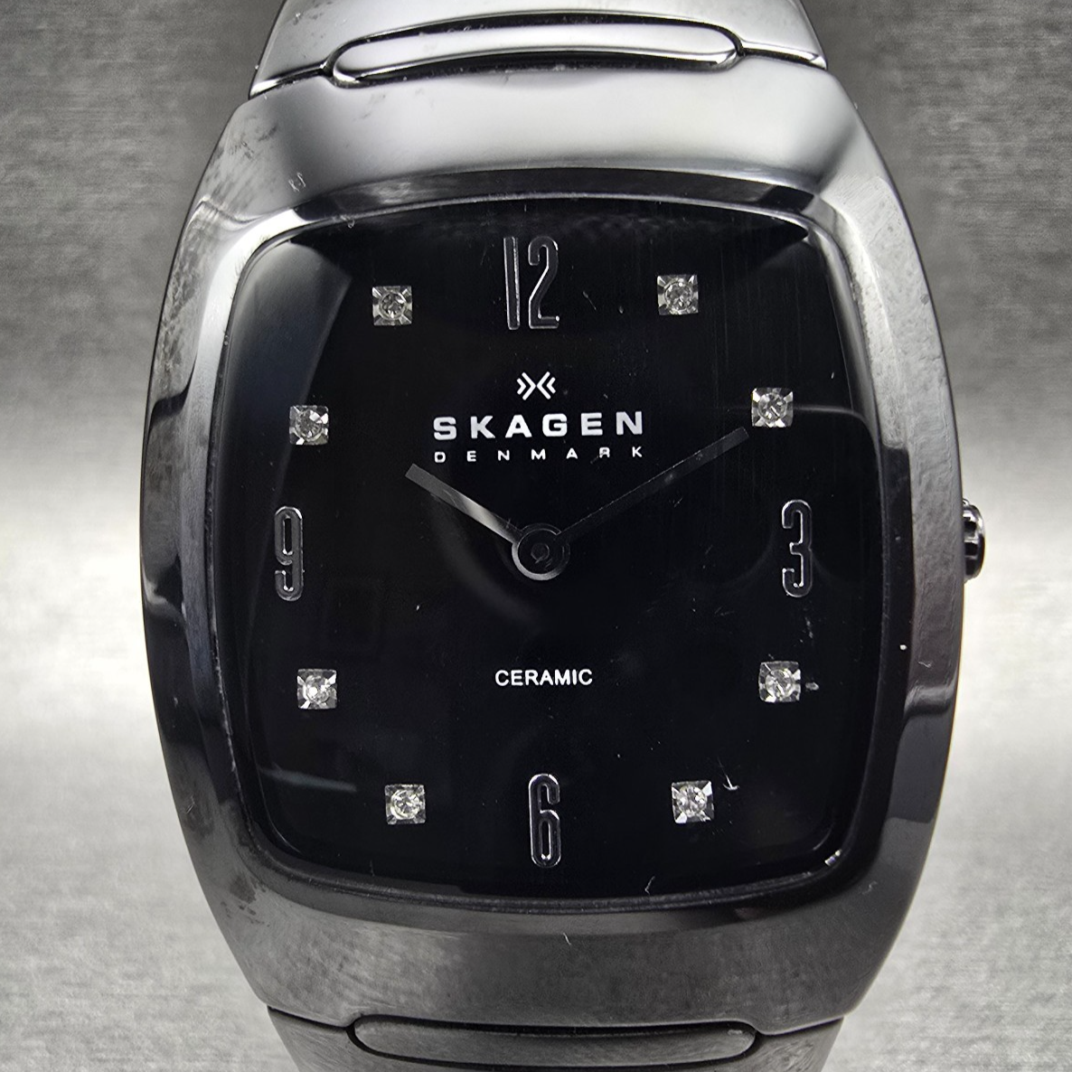 Skagen Watch Women 33mm Black Dial Black Ceramic Rectangle 914SBXC New Battery1