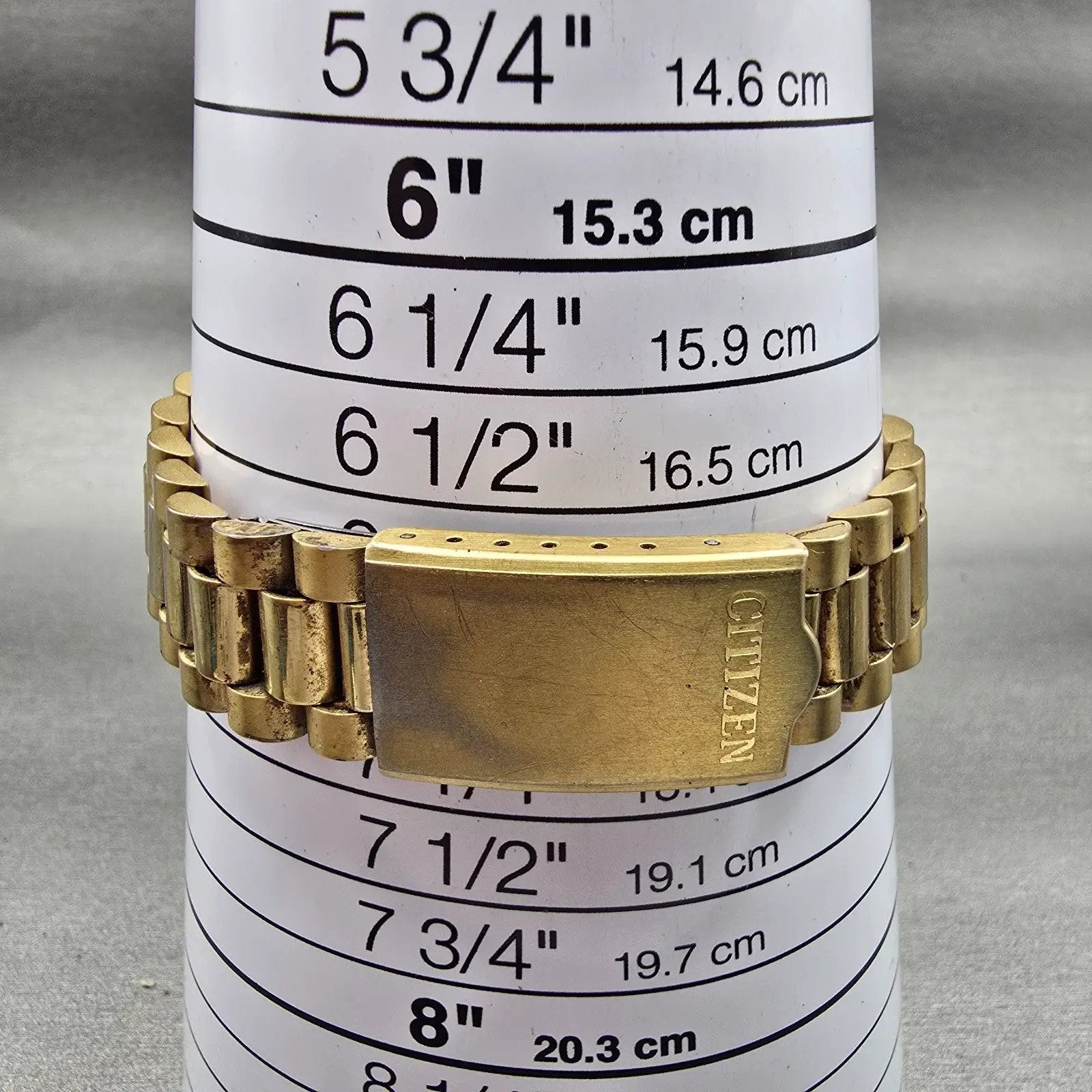 Citizen CQ Watch Men 35mm Black Dial Gold Tone Daydate 6100-S18591 New Battery9