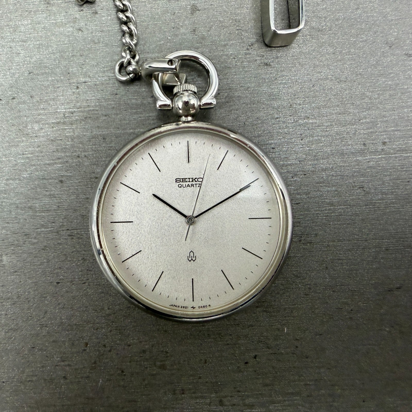 Seiko Pocket Watch Men 37mm Silver Dial Silver Tone Round 2621-0120 New Battery0