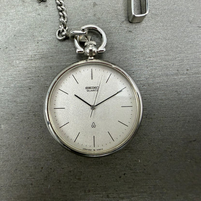 Seiko Pocket Watch Men 37mm Silver Dial Silver Tone Round 2621-0120 New Battery0
