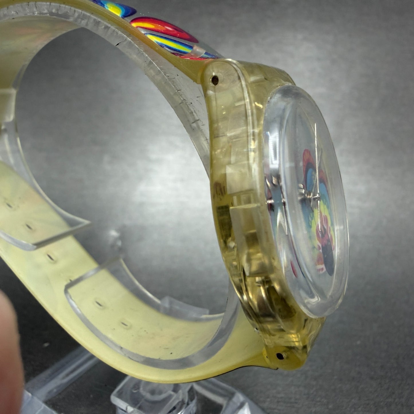 Swatch Magical Parade Watch Men 34mm Silver Dial Clear Case GE161 New Battery3