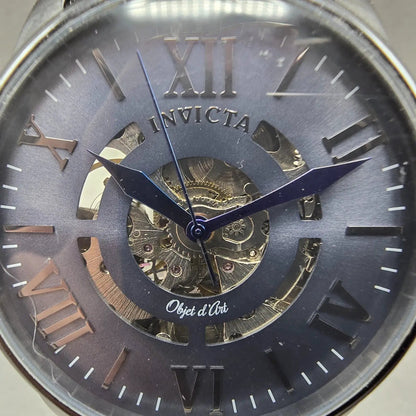 Invicta Object D Art Watch Men 42mm Blue Dial Black Tone Skeleton Automatic Runs1