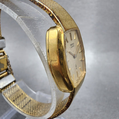 Seiko Watch Women 21mm Champagne Dial Gold Tone Rectangle 433210 New Battery3