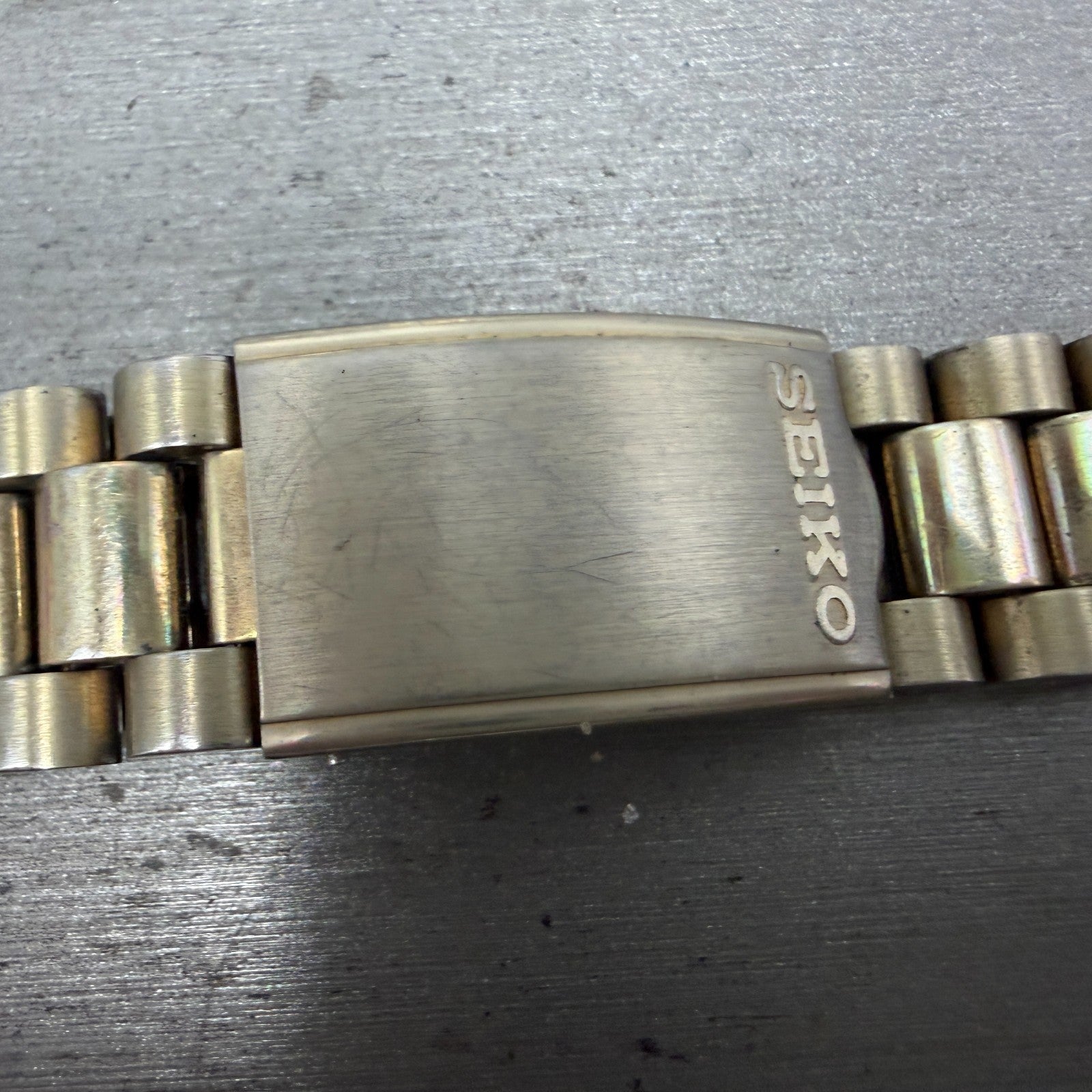 Seiko Bracelet 20mm Stainless Steel Gold Tone Tri Folding Clasp Vintage S10033
