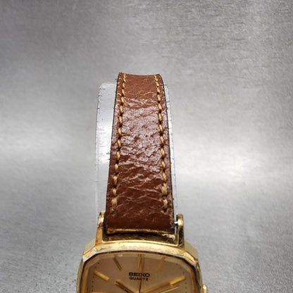 Seiko Watch Women 22mm Champagne Dial Gold Tone Rectangle 14215100 New Battery4