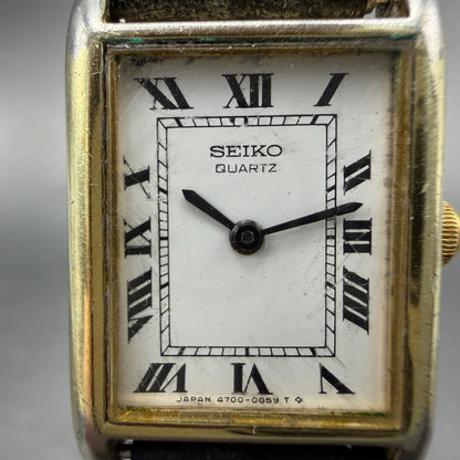 Seiko Tank Watch Women 19mm White Dial Gold Tone Rectangle 4700-3009 PARTS2