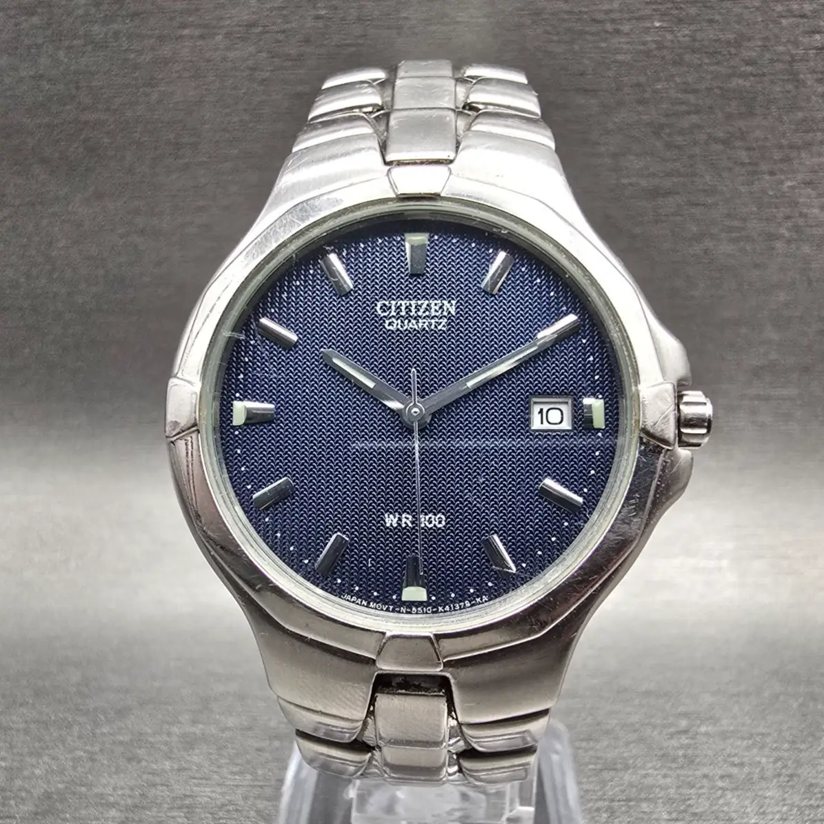 Citizen Watch Men 36mm Blue Dial Silver Tone Date Round 5510-K12983 New Battery0