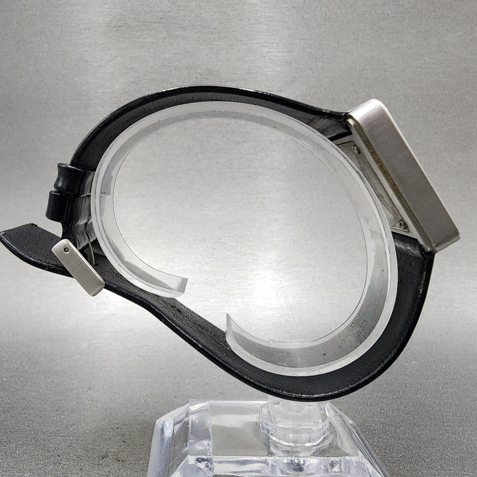 Calvin Klein Watch Women 30mm Black Dial Silver Tone Square Leather New Battery8