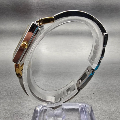 Bulova Watch Women 18mm MOP Dial Two Tone Rectangle Bangle 98L149 New Battery6