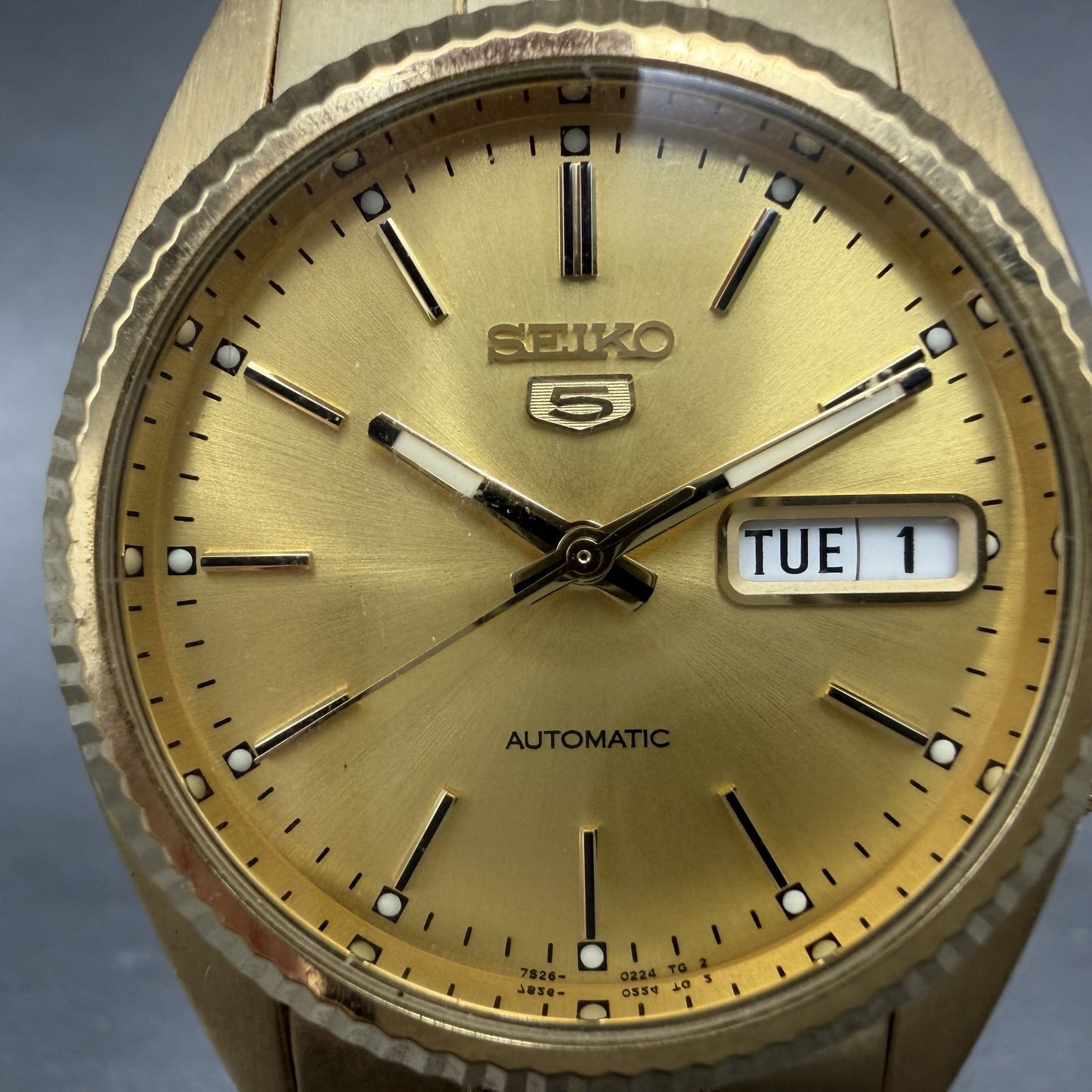 Seiko 5 Automatic President Watch Men 36mm Champagne Dial Two Tone Daydate Runs1