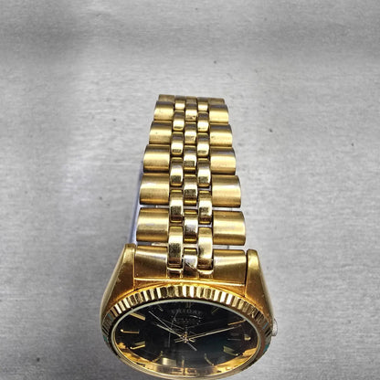 Seiko President Watch Men 36mm Black Dial Gold Tone Daydate 7N43-8111 NewBattery4