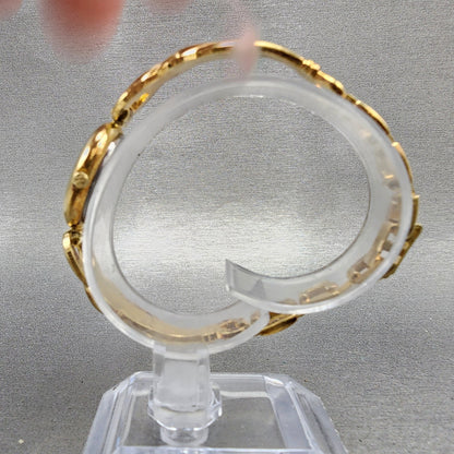 Bucherer Q Watch Women 19mm Red Dial Gold Tone Oval 980.599 New Battery6