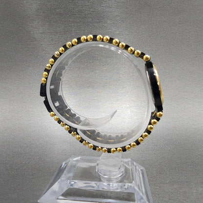 Seiko Watch Women 23mm Black Dial Black & Gold Tone Round 73200330 New Battery8