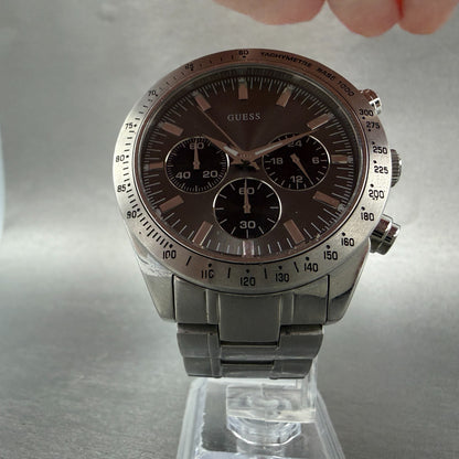 Guess Chase Chronograph Watch Men 43mm Gray Dial Steel Round W13001G1 New Batt5