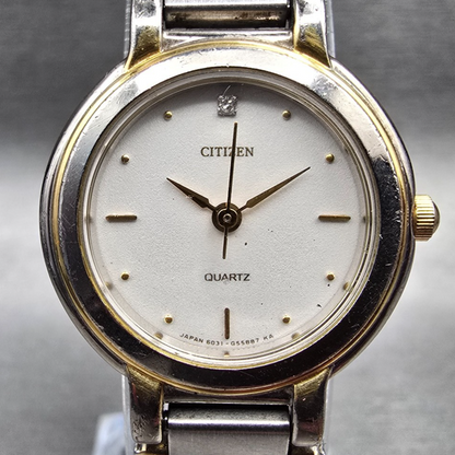 Citizen Watch Women 24mm White Dial Two Tone Round 6031-G11840 New Battery1