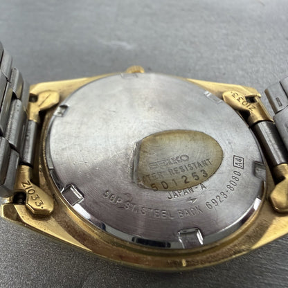 Seiko SQ President Watch Men 36mm Champagne Dial Gold Tone 6923-8080 New Battery9