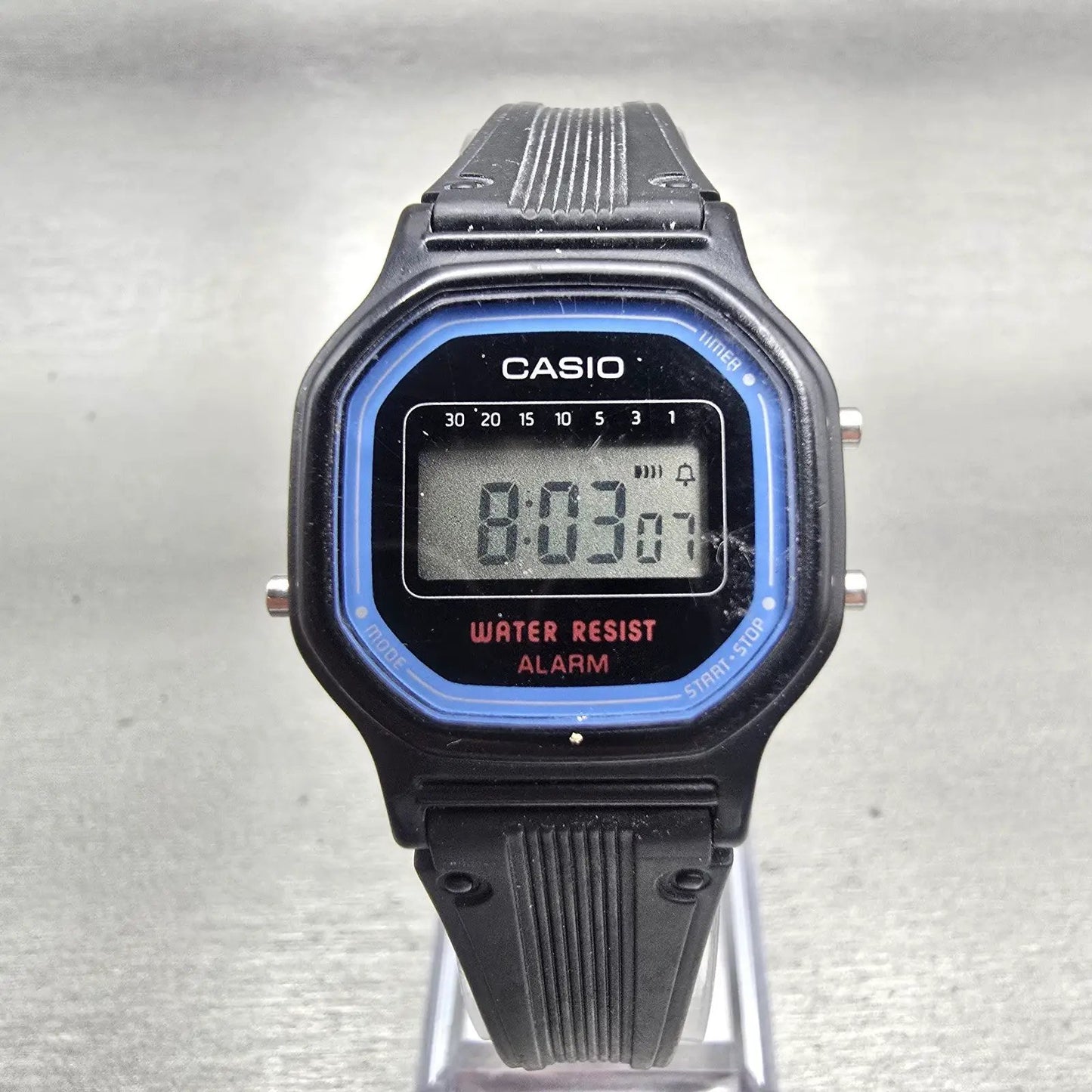 Casio LA-11W Digital Watch Women 25mm Black Blue Alarm Chronograph New Battery B0