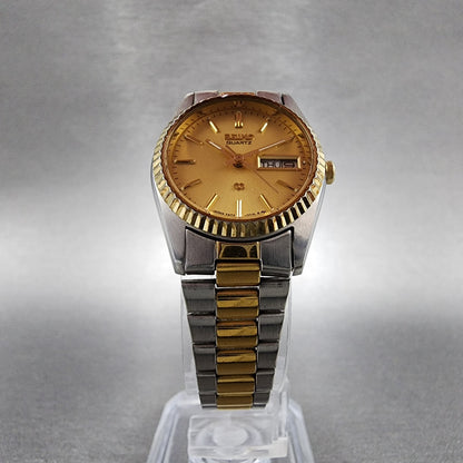 Seiko SQ Watch Women 24mm Gold Dial Two Tone Daydate Round 2A230030 New Battery5