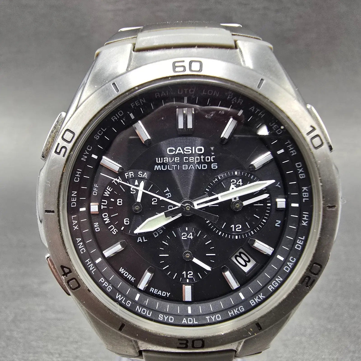 Casio Waveceptor WVQ-M410 Watch Men 43mm Black Dial Silver Date Solar Runs JDM0