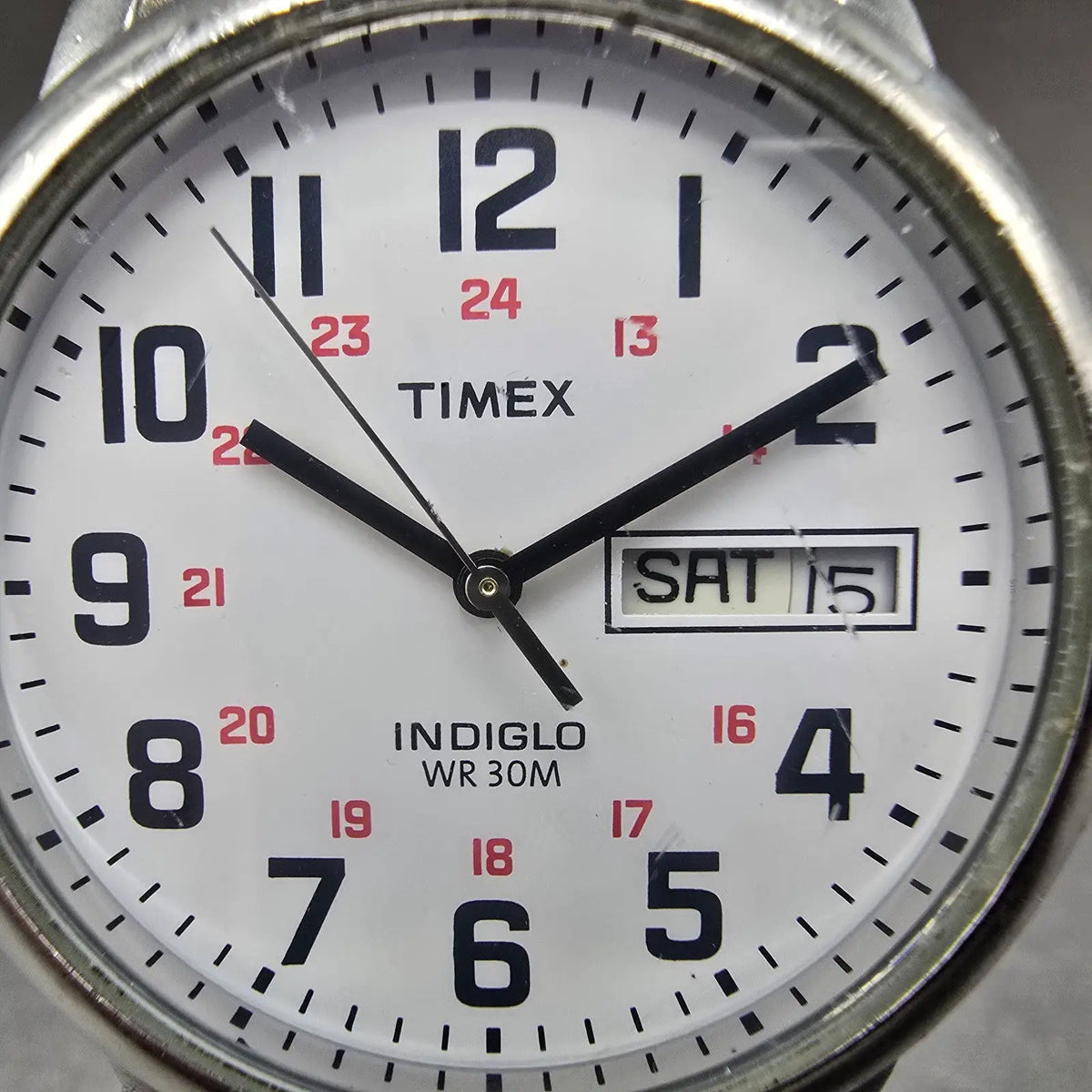 Timex Easy Reader Watch Men 35mm White Dial Silver Daydate T20461 New Battery 891