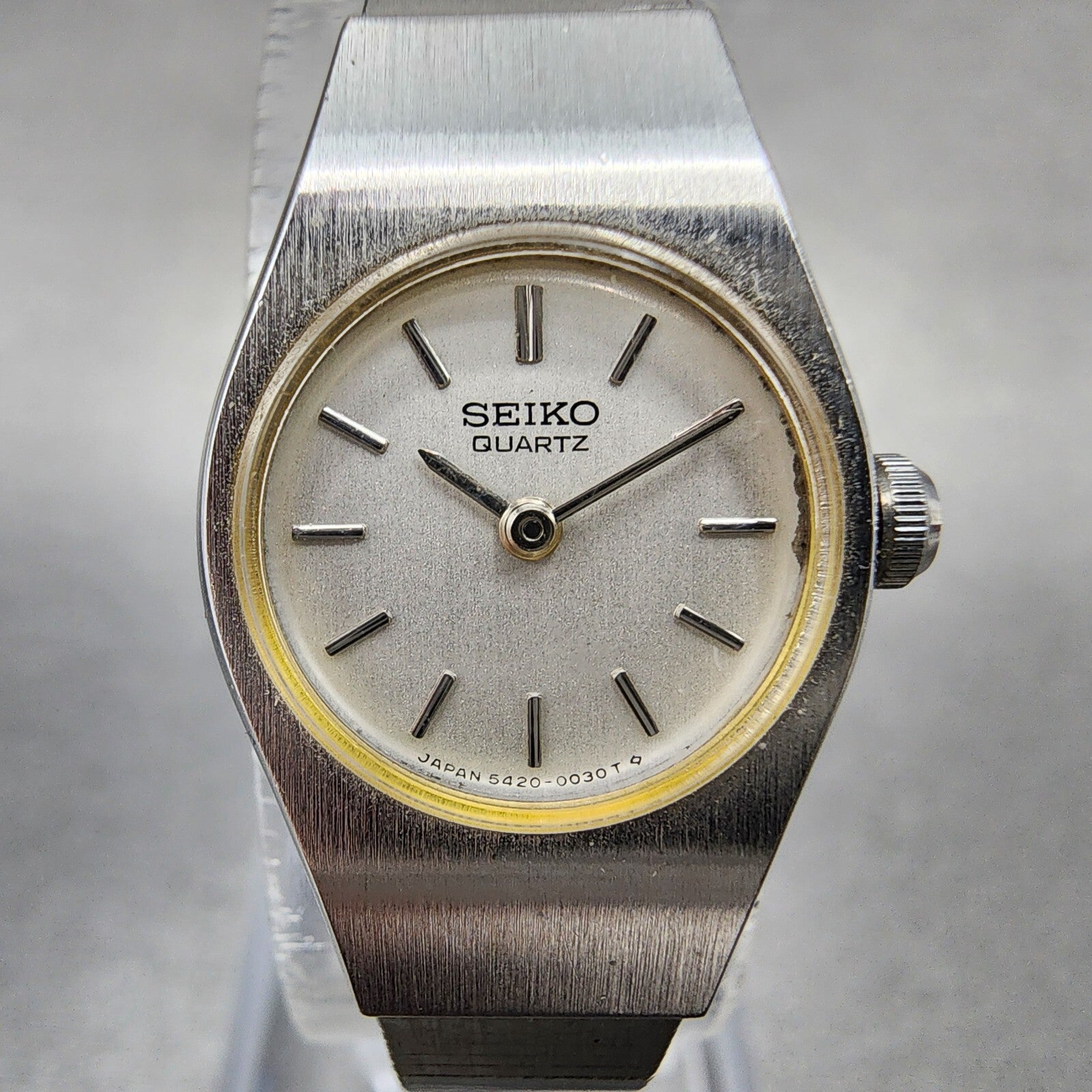 Seiko Watch Women 16mm White Dial Silver Tone Round 54200029 New Battery VTG1