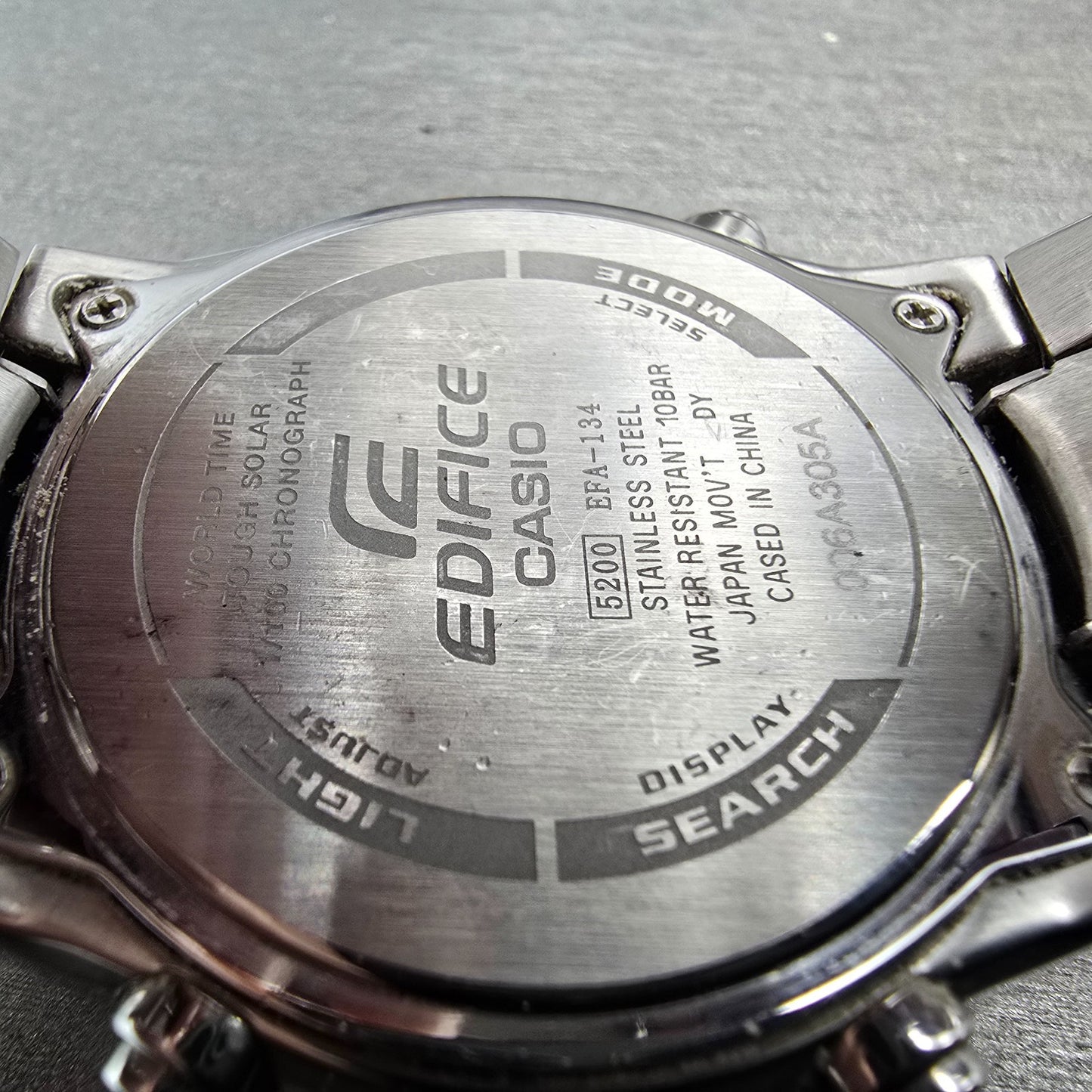 Casio Edifice EFA-134 Watch Men 44mm Black Dial Steel Alarm Chronograph Works9