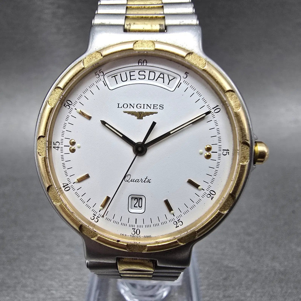 Longines Conquest Watch Men 33mm White Dial Two Tone Daydate  PARTS0