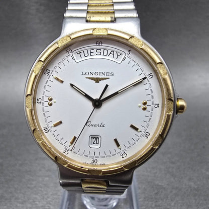 Longines Conquest Watch Men 33mm White Dial Two Tone Daydate  PARTS0